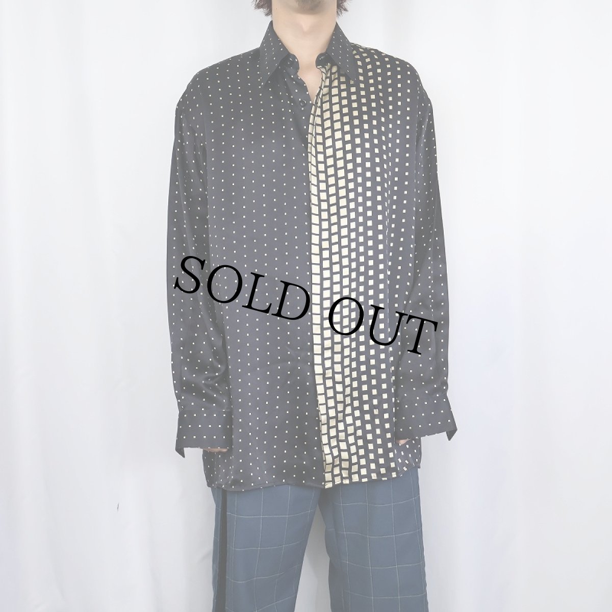 画像3: Genelli 総柄 シルクシャツ L (3)