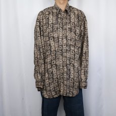 画像2: 90's PERRY ELLIS 総柄 シルクシャツ XL (2)