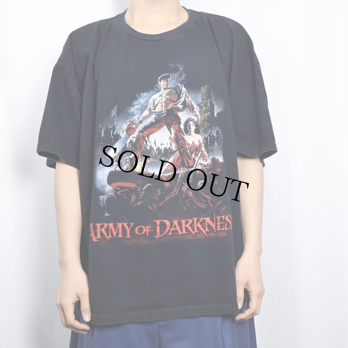 画像2: 90's ARMY OF DARKNESS USA製 ホラーアドベンチャー映画プリントTシャツ BLACK XXL (2)