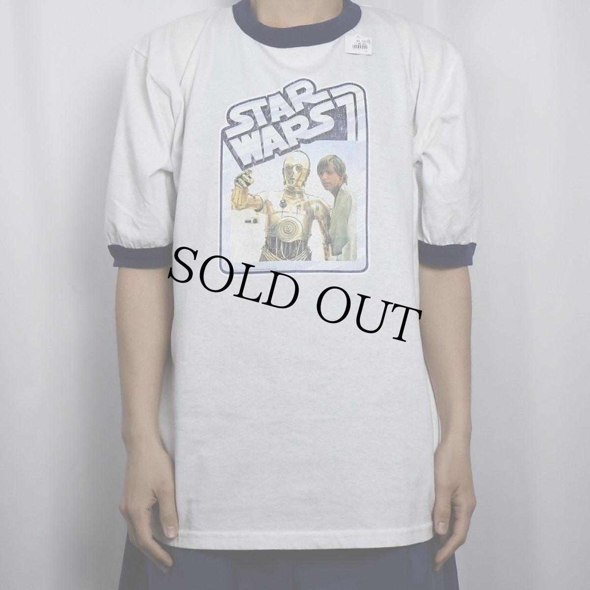 画像2: 90's STAR WARS "Luke Skywalker & C-3PO" 映画プリントリンガーTシャツ NAVY (2)