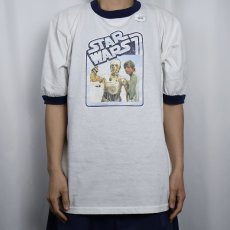 画像2: 90's STAR WARS "Luke Skywalker & C-3PO" 映画プリントリンガーTシャツ NAVY (2)