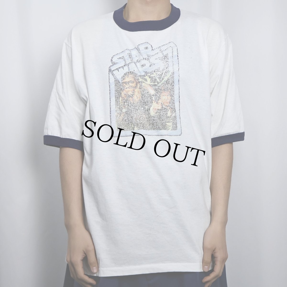画像2: 90's STAR WARS USA製 "Han Solo & Chewbacca" 映画プリントリンガーTシャツ NAVY L (2)