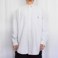 画像2: Ralph Lauren "BIG SHIRT" ストライプ柄 ロゴ刺繍 コットンボタンダウンシャツ L (2)