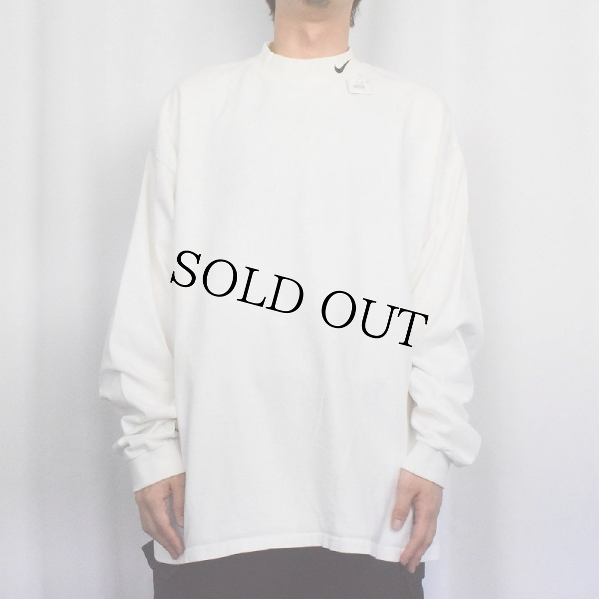 画像2: 90〜2000's NIKE USA製 ロゴ刺繍 モックネックロンT XL (2)