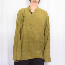 画像2: NEPAL製 マオカラー コットンデザインシャツ XL (2)