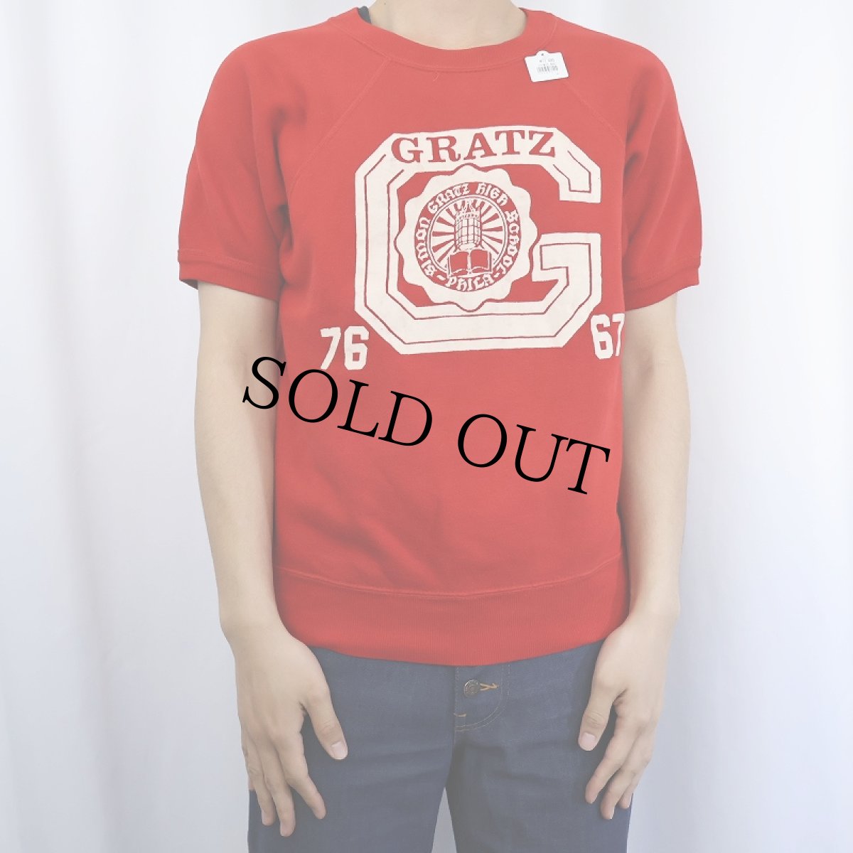 画像2: 60's〜 "GRATZ" フロッキープリント半袖ラグランスウェット (2)