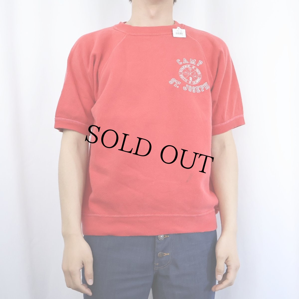 画像2: 60's Velva Sheen "CAMP ST. JOSEPH" 半袖ラグランスウェット L (2)