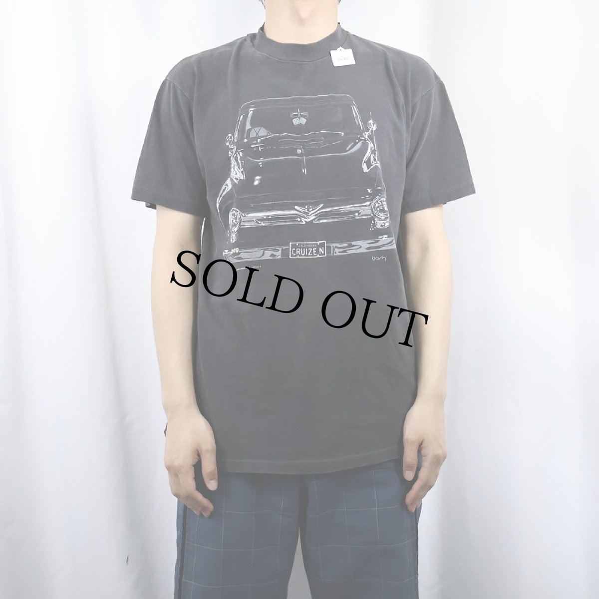 画像2: 90's BASH-BRAND 車プリントTシャツ BLACK L (2)