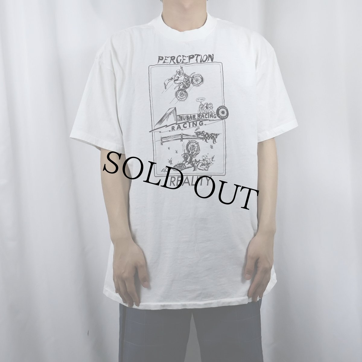 画像2: 90's "PERCEPTION REALITY" バイクイラストプリントTシャツ XL (2)