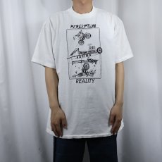 画像2: 90's "PERCEPTION REALITY" バイクイラストプリントTシャツ XL (2)