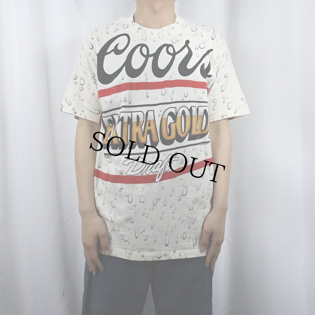 画像2: 90's Coors Beer USA製 "EXTRA GOLD" ビールメーカー 大判プリントTシャツ L (2)