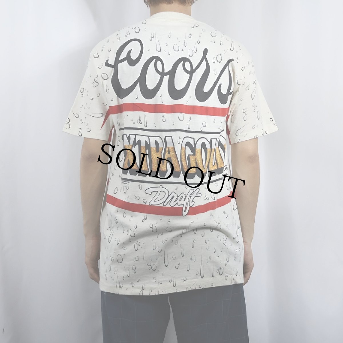 画像3: 90's Coors Beer USA製 "EXTRA GOLD" ビールメーカー 大判プリントTシャツ L (3)
