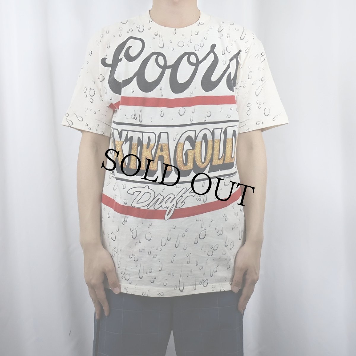 画像2: 90's Coors Beer USA製 "EXTRA GOLD" ビールメーカー 大判プリントTシャツ L (2)