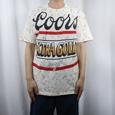 画像2: 90's Coors Beer USA製 "EXTRA GOLD" ビールメーカー 大判プリントTシャツ L (2)