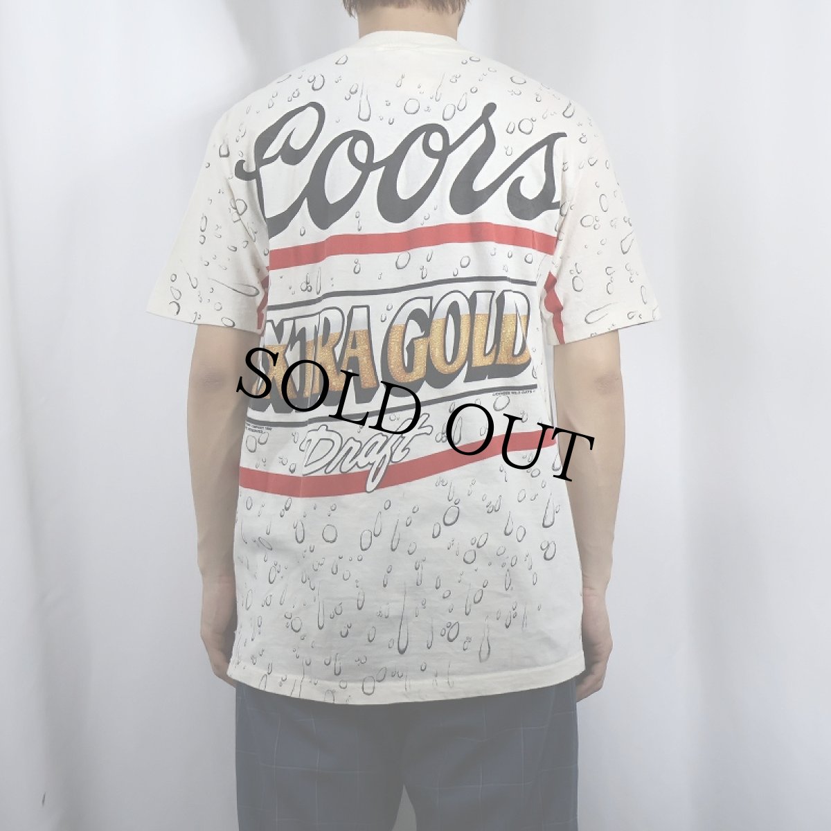 画像3: 90's Coors Beer USA製 "EXTRA GOLD" ビールメーカー 大判プリントTシャツ L (3)