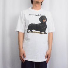 画像2: 90's USA製 "Black Dachshund" 犬プリントTシャツ L (2)