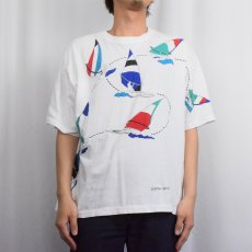 画像2: 80〜90's pierre cardin ヨットプリントTシャツ L (2)