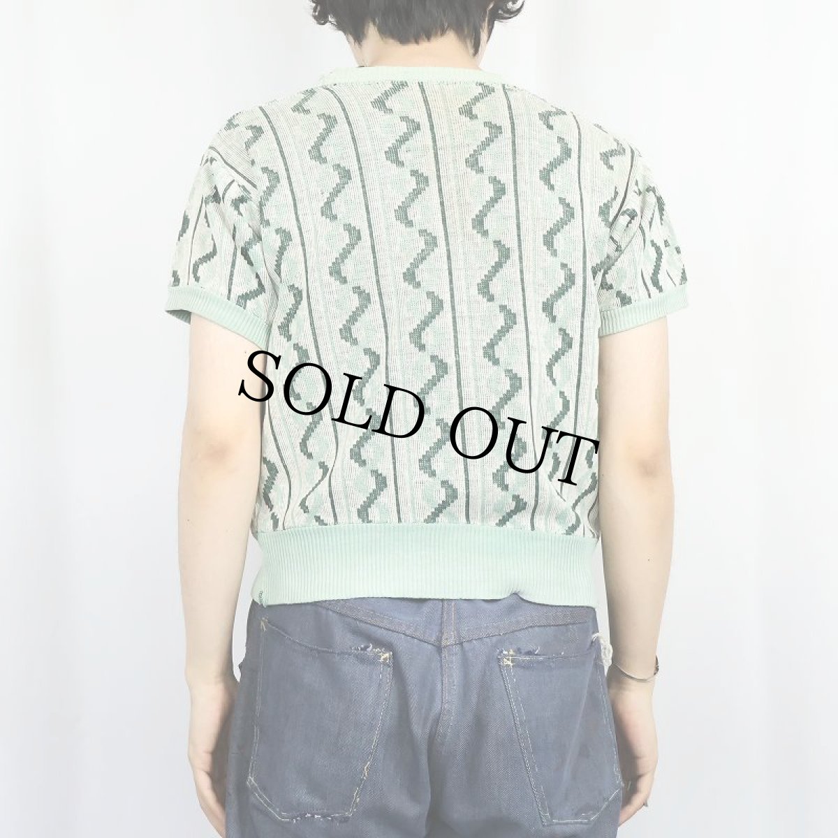 画像3: 50〜60's 総柄 半袖 ジャガードニットセーター (3)