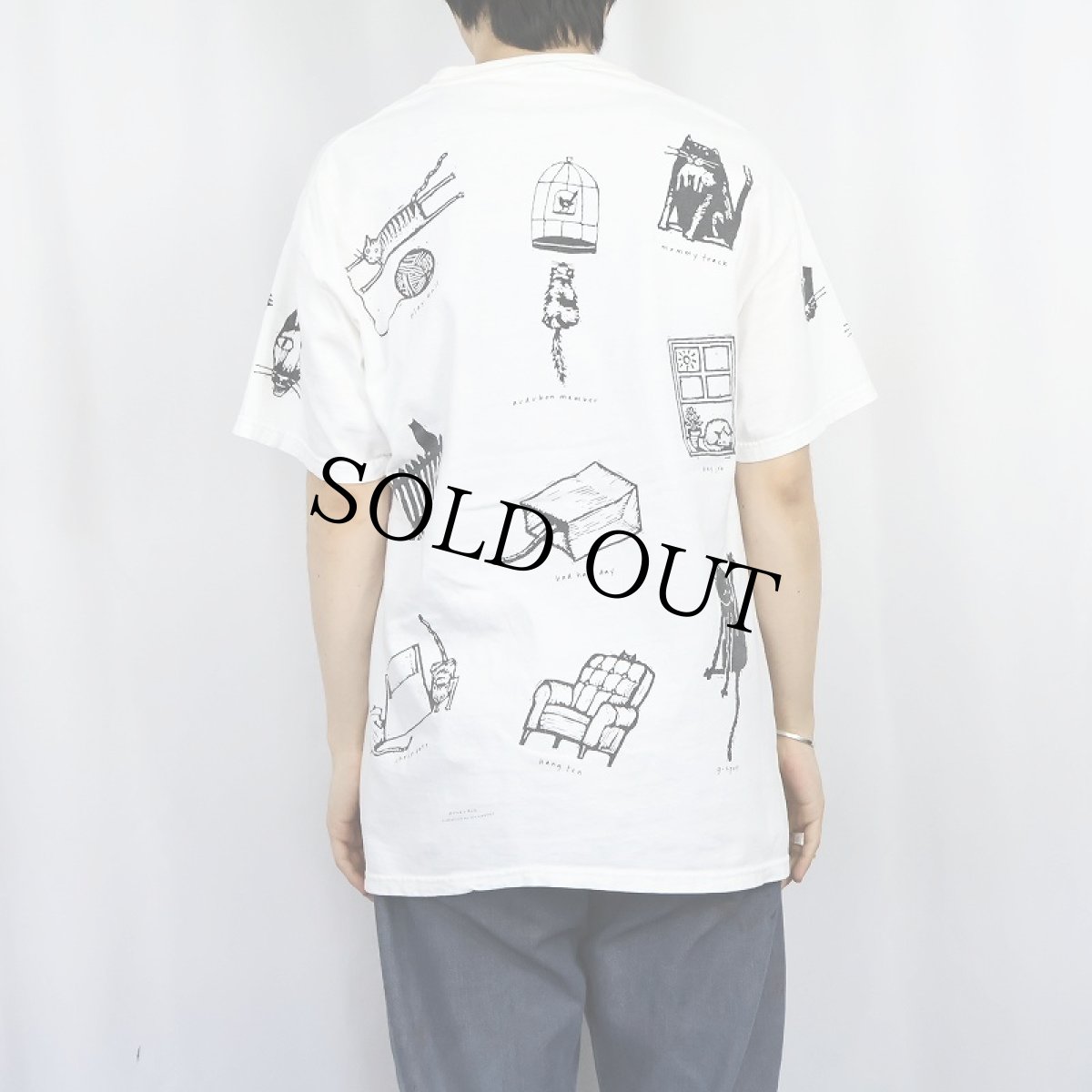 画像3: Studio Roja USA製 猫プリントTシャツ L (3)