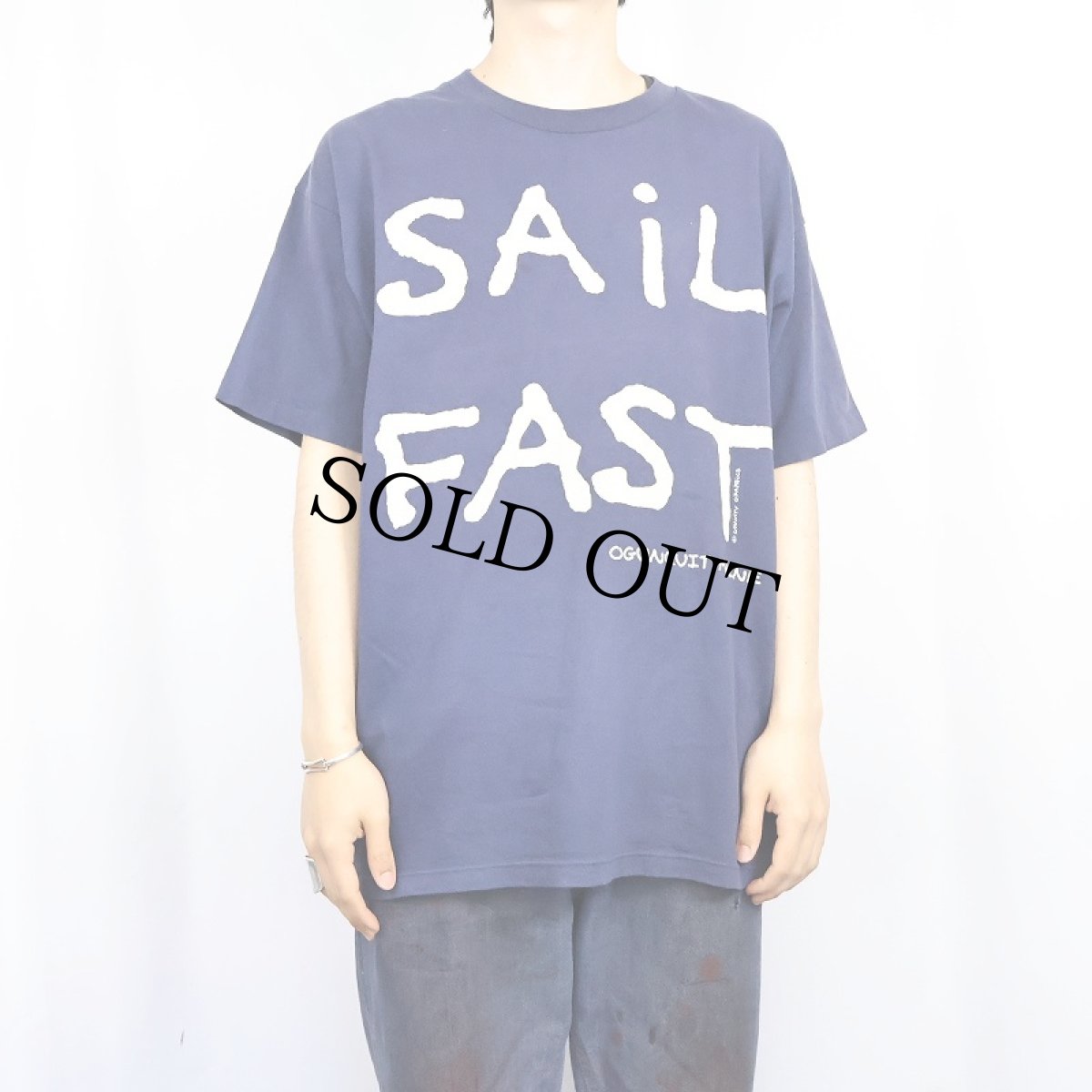 画像3: 90's GRAVITY GRAPHICS USA製 "SAIL FAST LIVE SLOW" プリントTシャツ NAVY L (3)