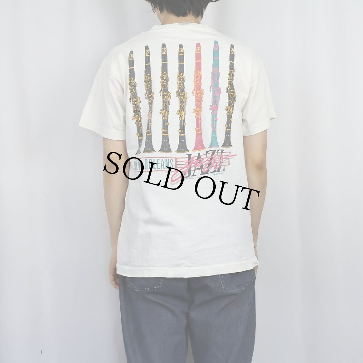画像4: 〜90's USA製 "NEW ORLEANS JAZZ"  クラリネット プリントTシャツ L (4)
