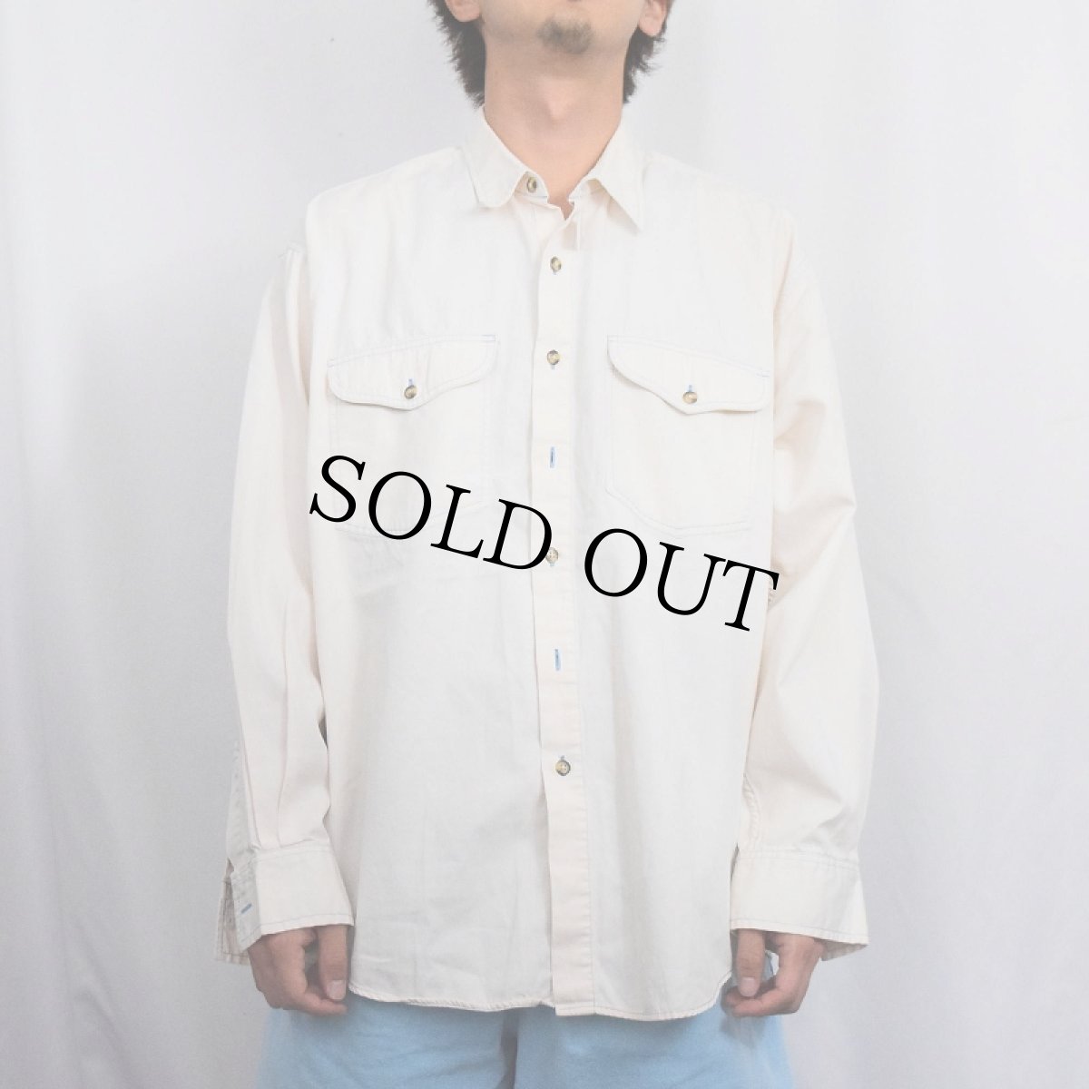 画像2: 90's GAP ステッチデザイン コットンシャツ (2)