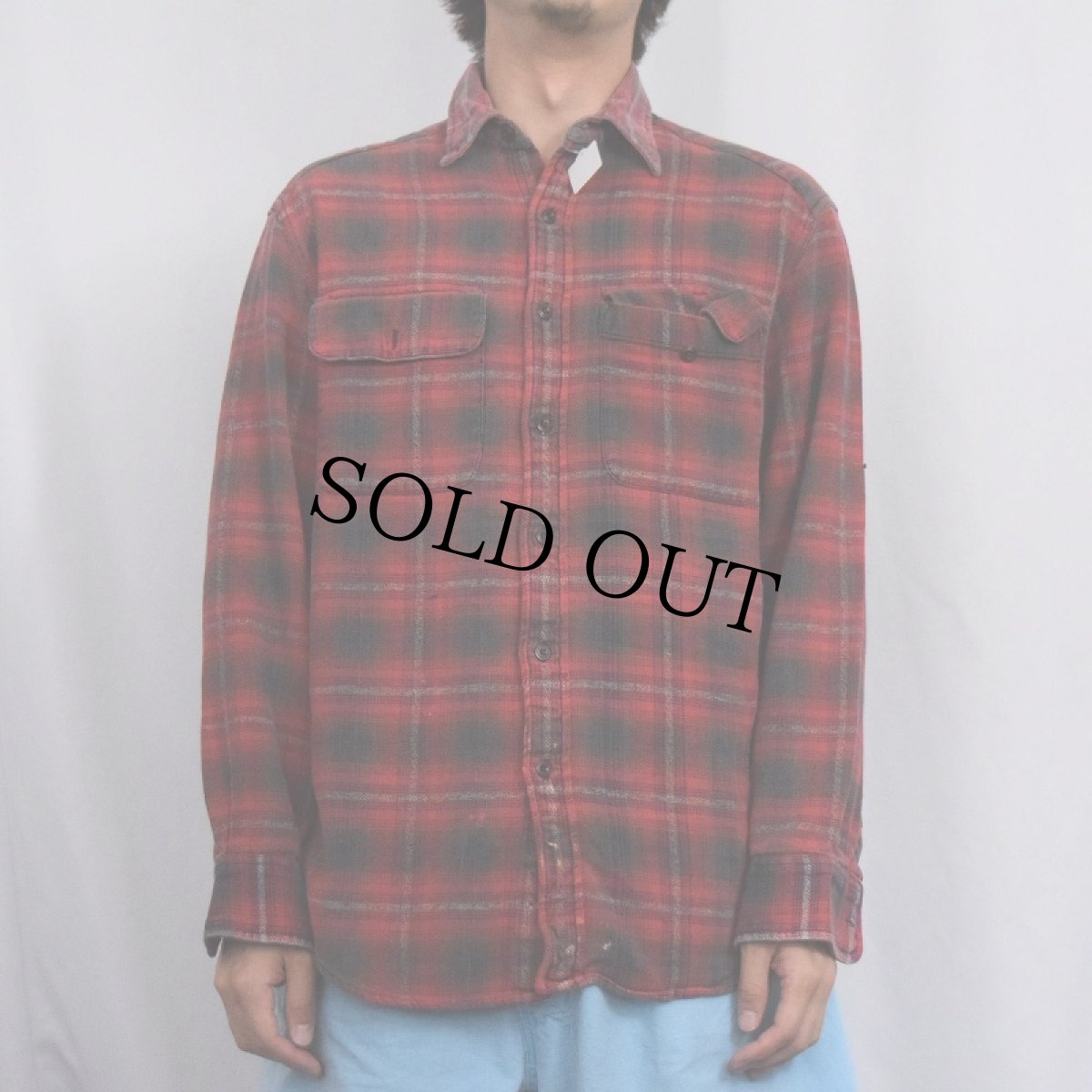 画像2: GAP オンブレーチェック柄 ヘビーネルシャツ S (2)