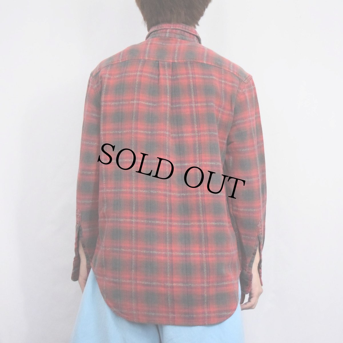 画像3: GAP オンブレーチェック柄 ヘビーネルシャツ S (3)