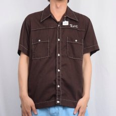 画像3: 70's Hilton USA製 チェーン刺繍 ボーリングシャツ 15-M-15 1/2 (3)