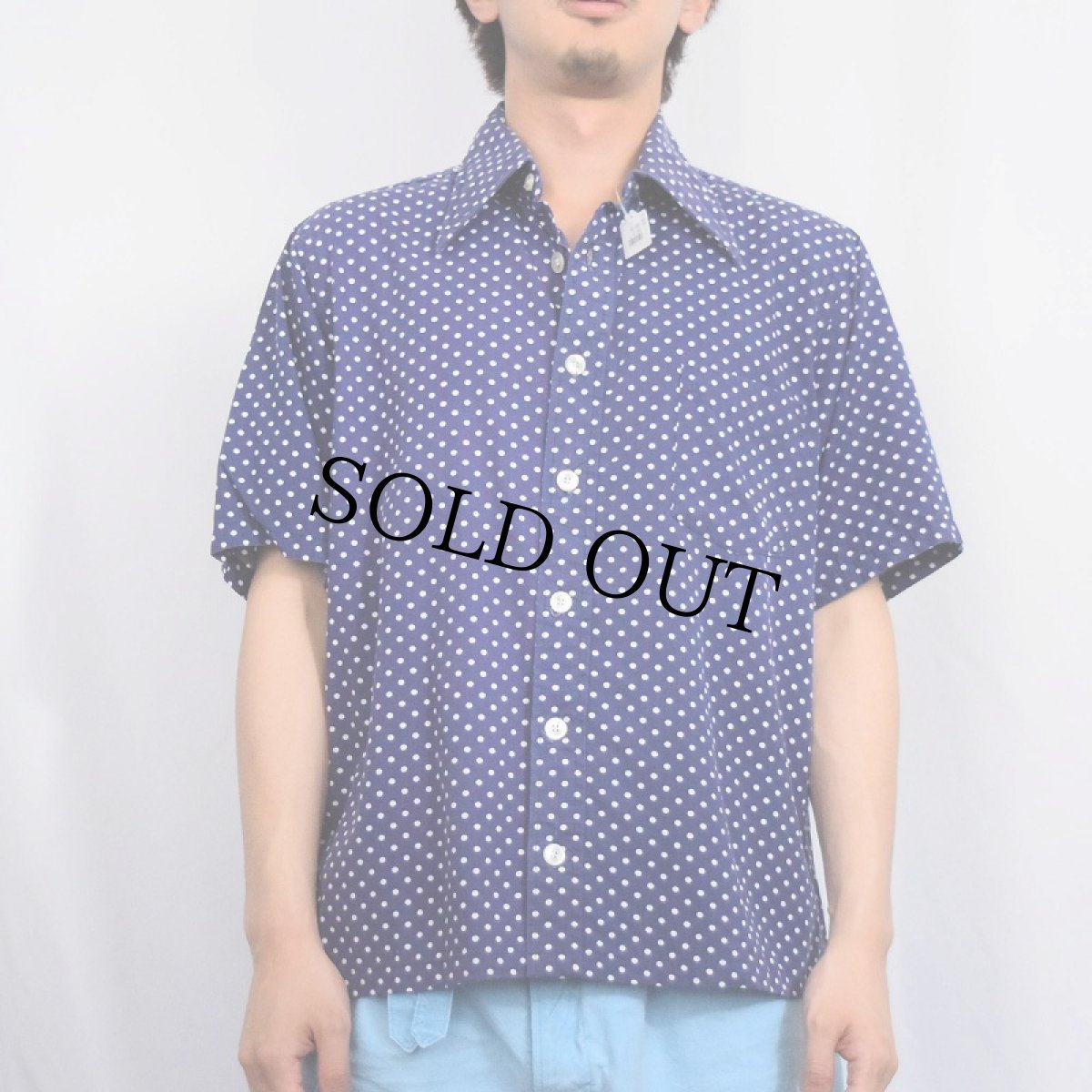 画像2: 70's Enro ドット柄 コットン×レーヨン シャツ L (2)