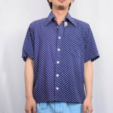 画像2: 70's Enro ドット柄 コットン×レーヨン シャツ L (2)