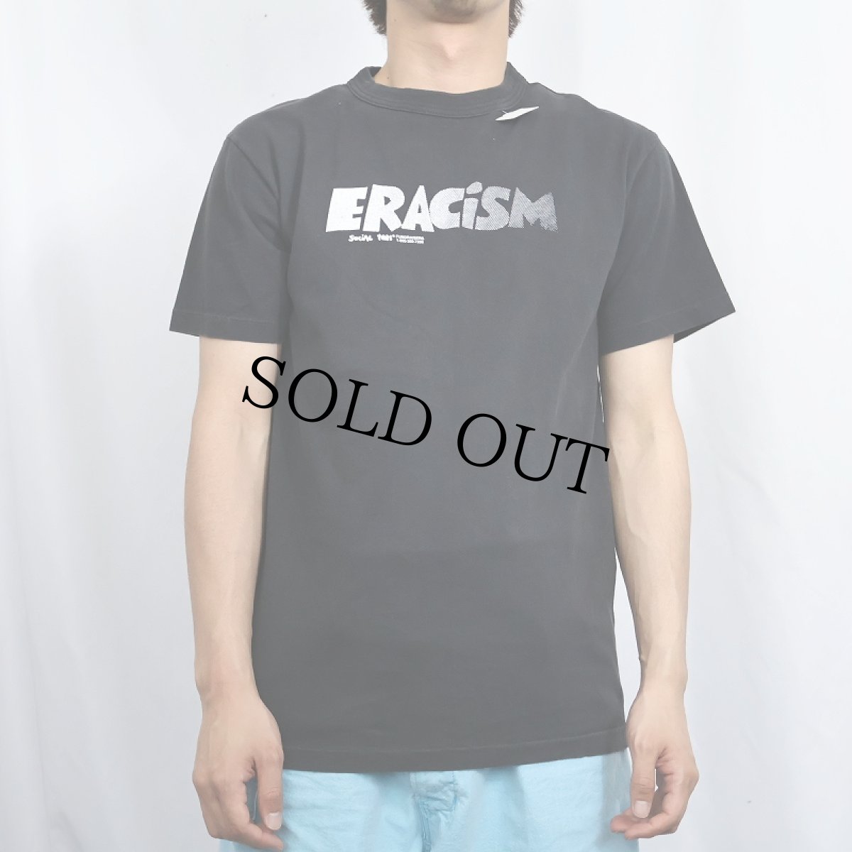 画像2: 90's ERACISM USA製 プリントTシャツ BLACK M (2)