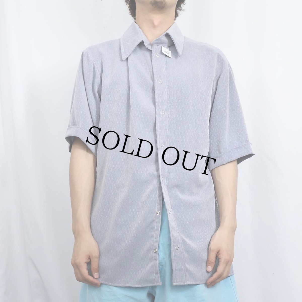 画像2: 70's〜UNKNOWN 柄織り フルスナップシャツ (2)