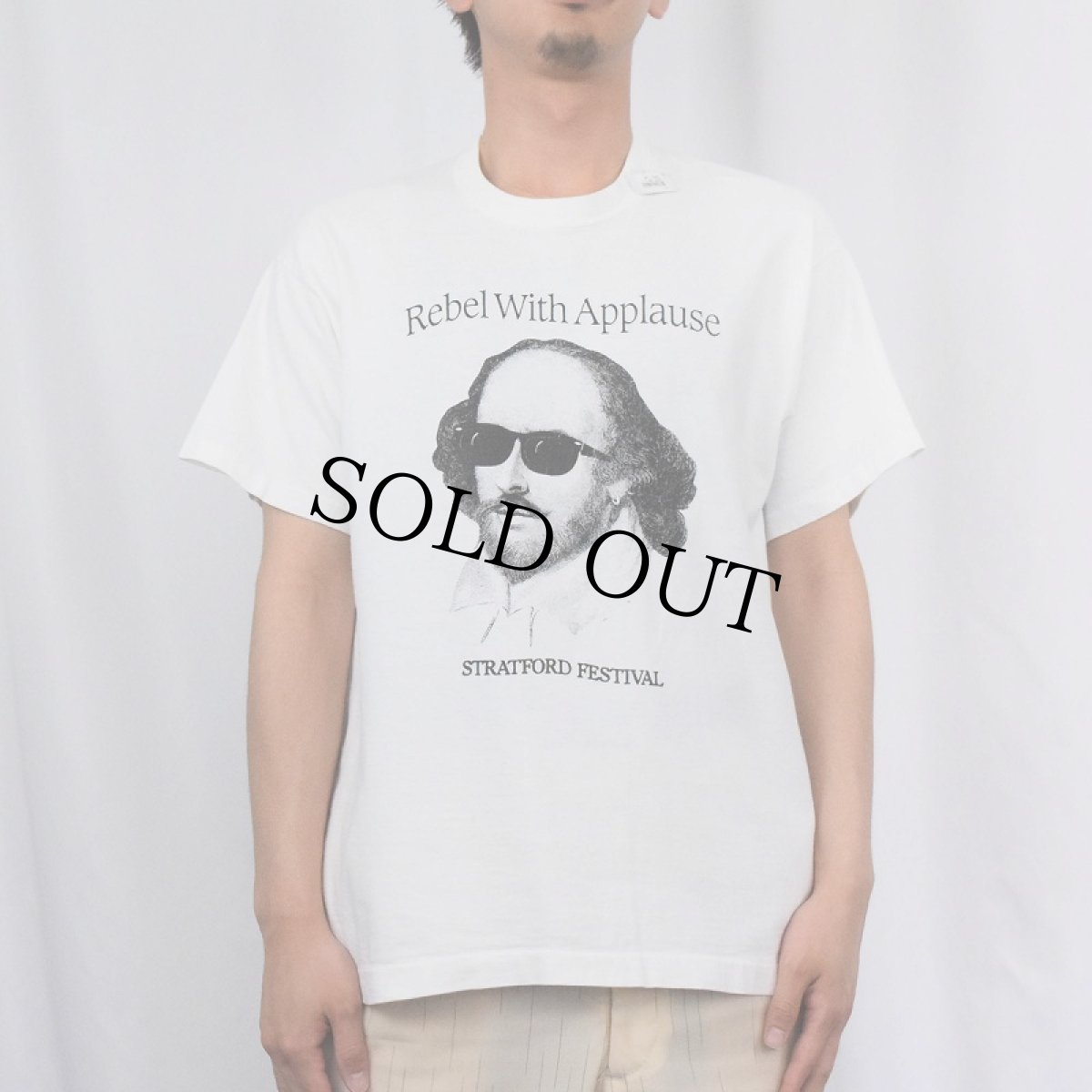 画像2: 90's William Shakespeare CANADA製 "STRATFORD FESTIVAL" 作家プリントTシャツ L (2)