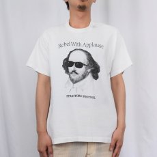 画像2: 90's William Shakespeare CANADA製 "STRATFORD FESTIVAL" 作家プリントTシャツ L (2)