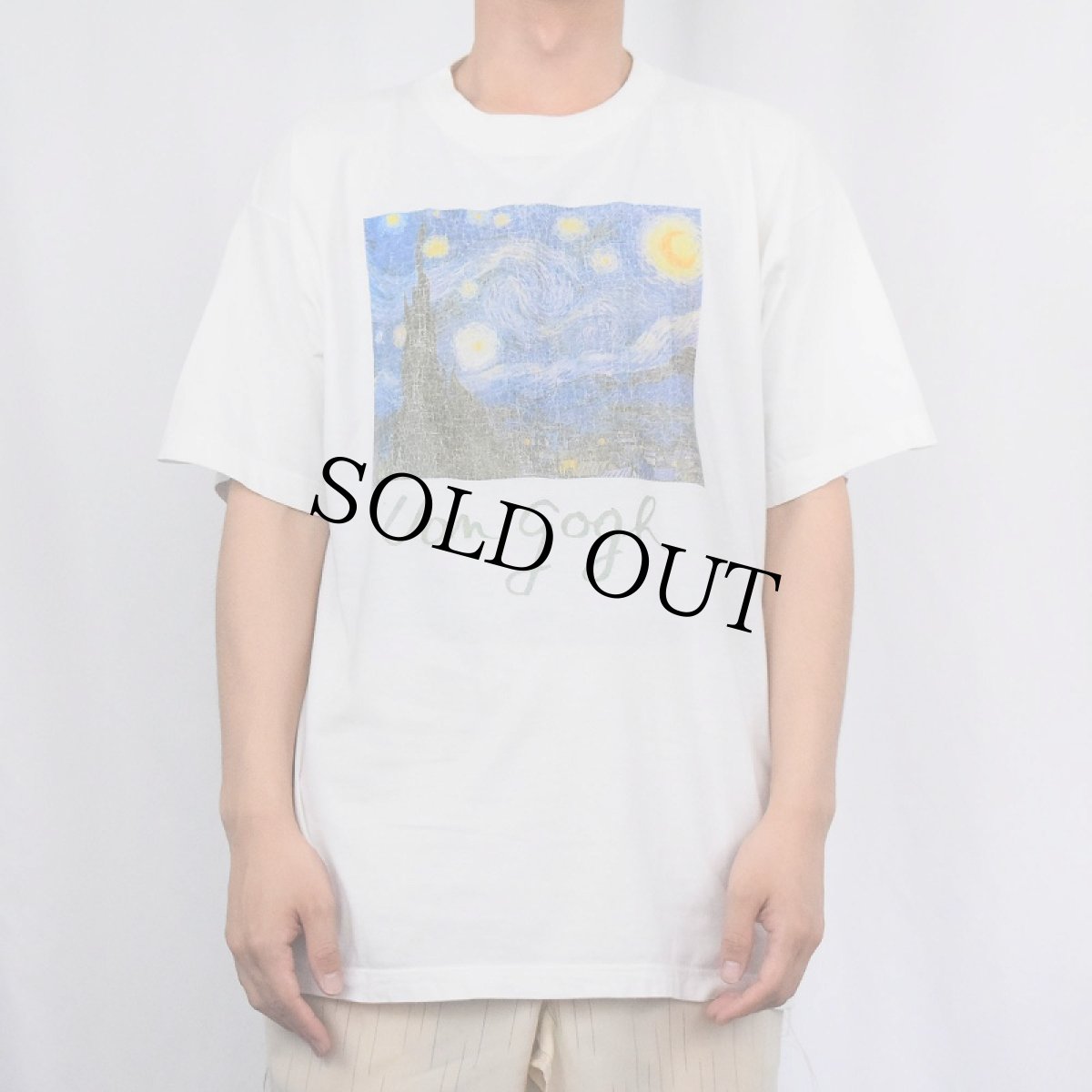 画像2: Vincent Van Gogh "星月夜" アートプリントTシャツ L (2)