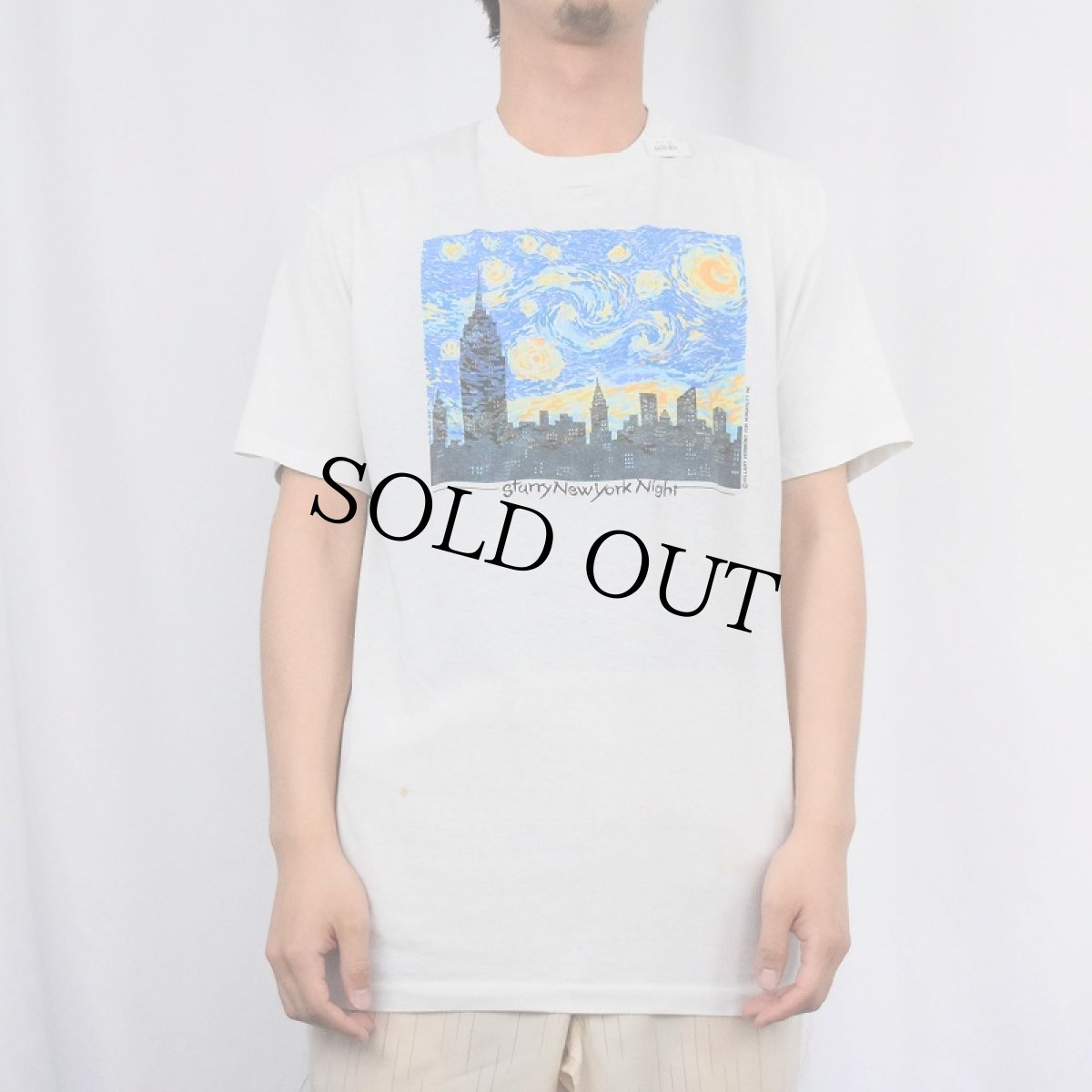 画像2: 80's Vincent Van Gogh "Starry Night New York" アートプリントTシャツ L (2)