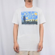 画像2: 80's Vincent Van Gogh "Starry Night New York" アートプリントTシャツ L (2)