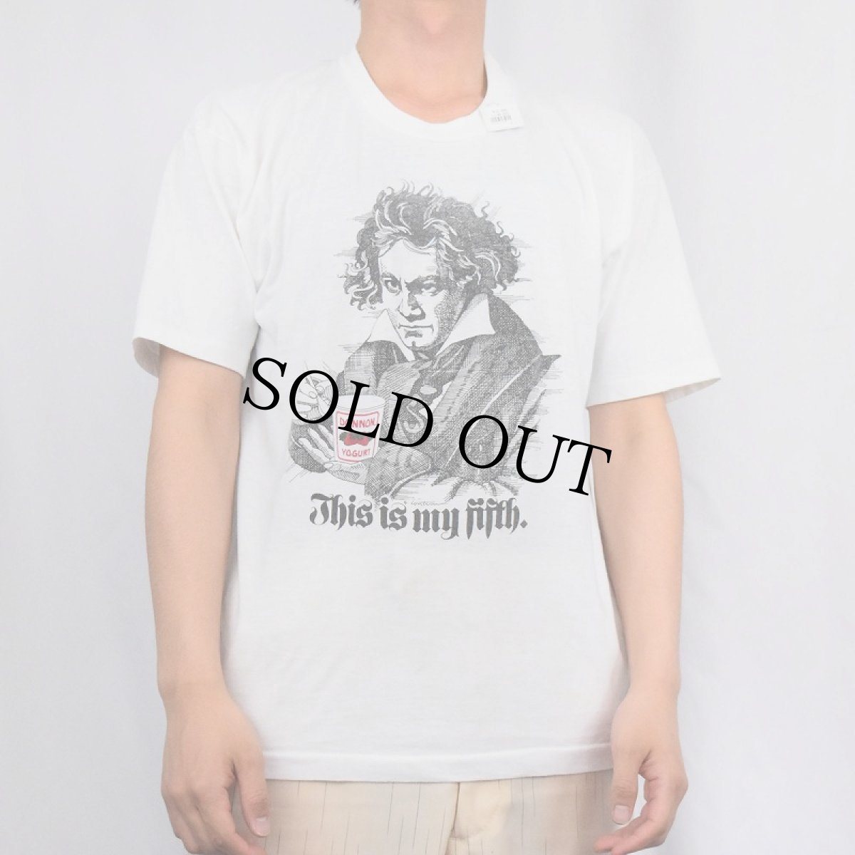 画像2: 90's DANNON YOGURT "Beethoven" 音楽家パロディプリントTシャツ XL (2)
