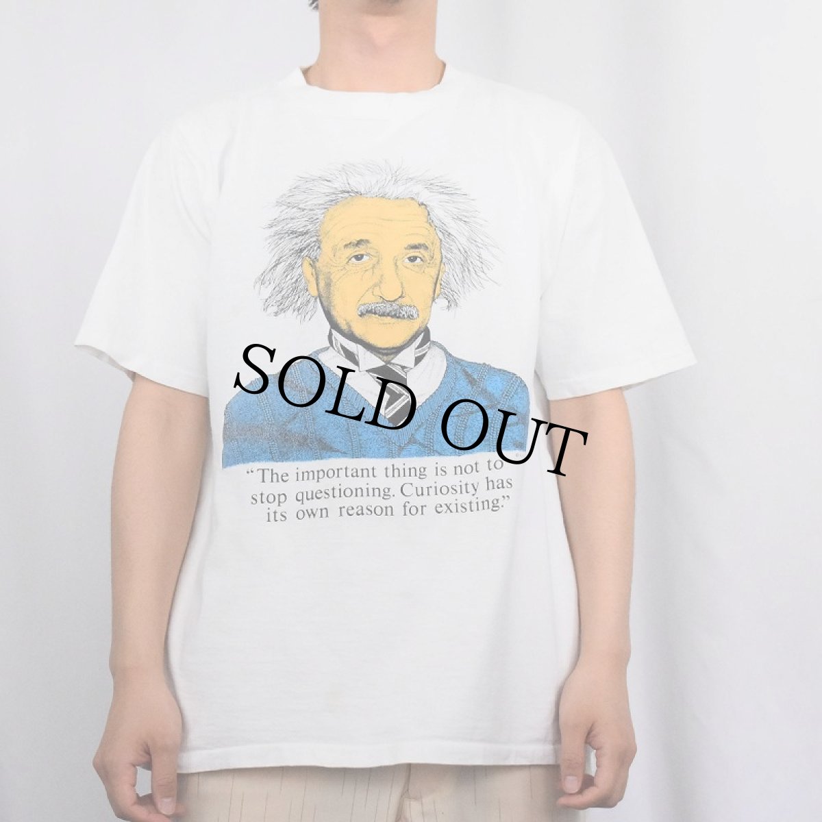 画像2: 90's Albert Einstein 偉人イラストプリントTシャツ L (2)