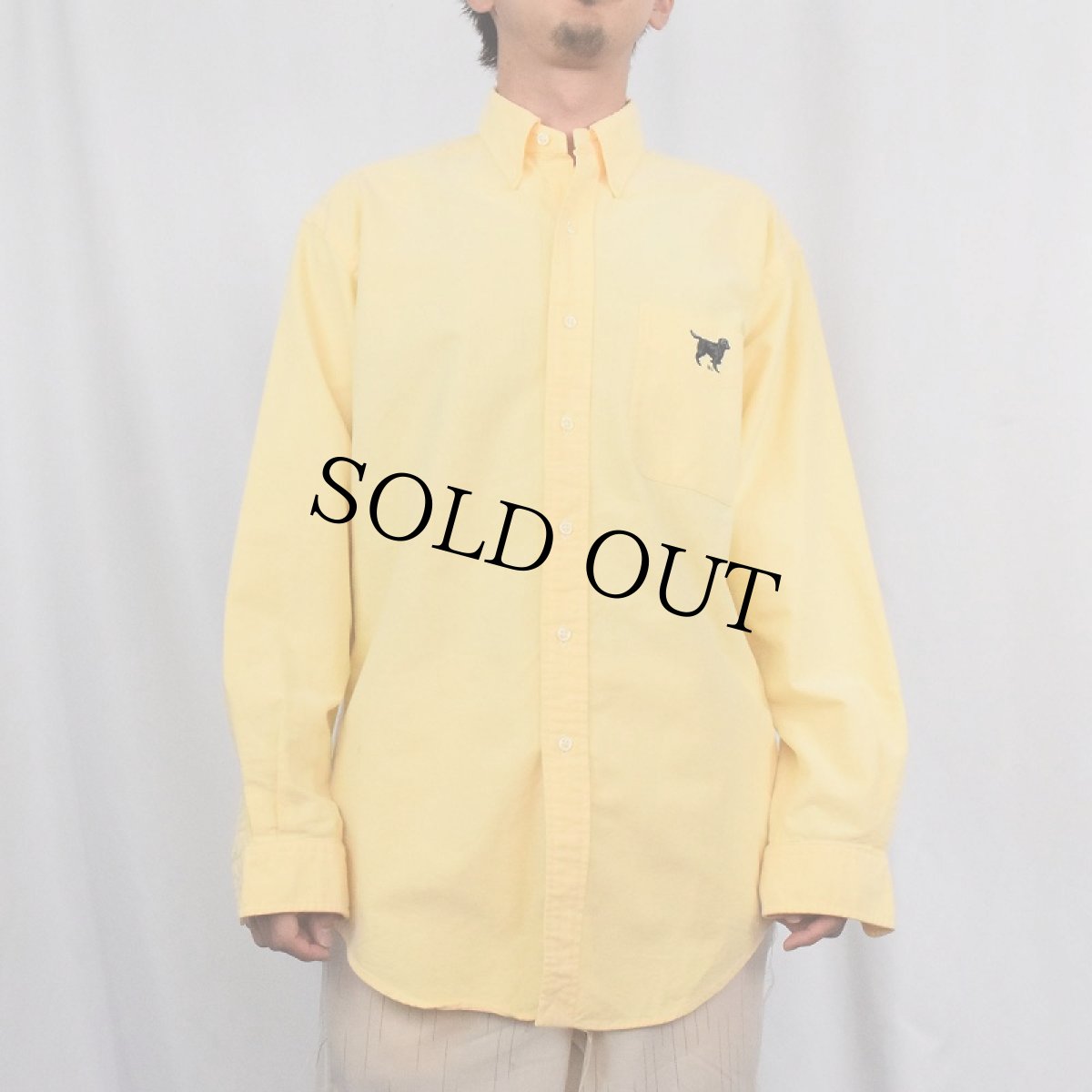 画像2: Ralph Lauren "BLAKE" 犬ロゴ刺繍 コットンボタンダウンシャツ S (2)
