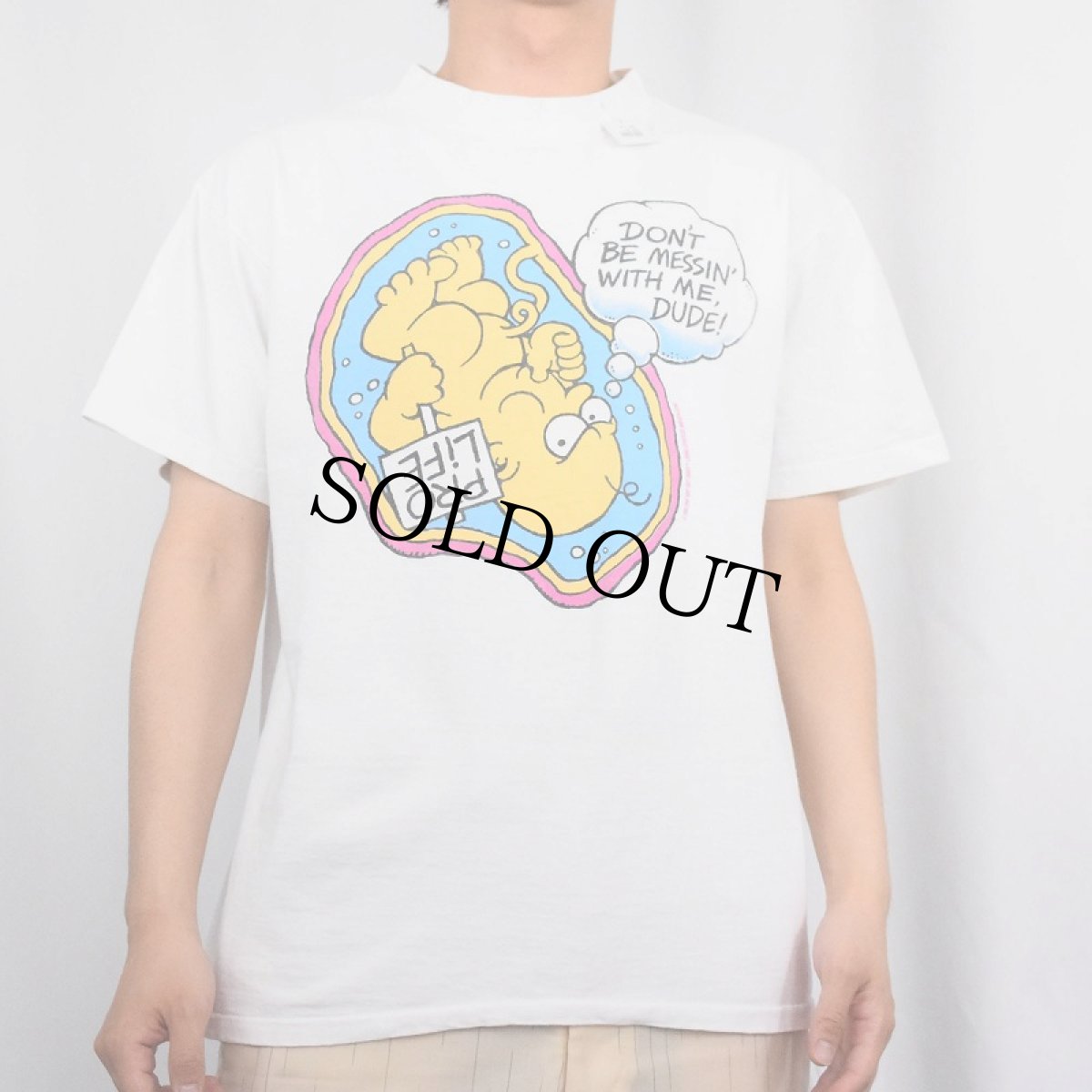 画像2: 90's ONE WAY OUT SHIRT "PRO LIFE" キャラクターパロディプリントTシャツ (2)