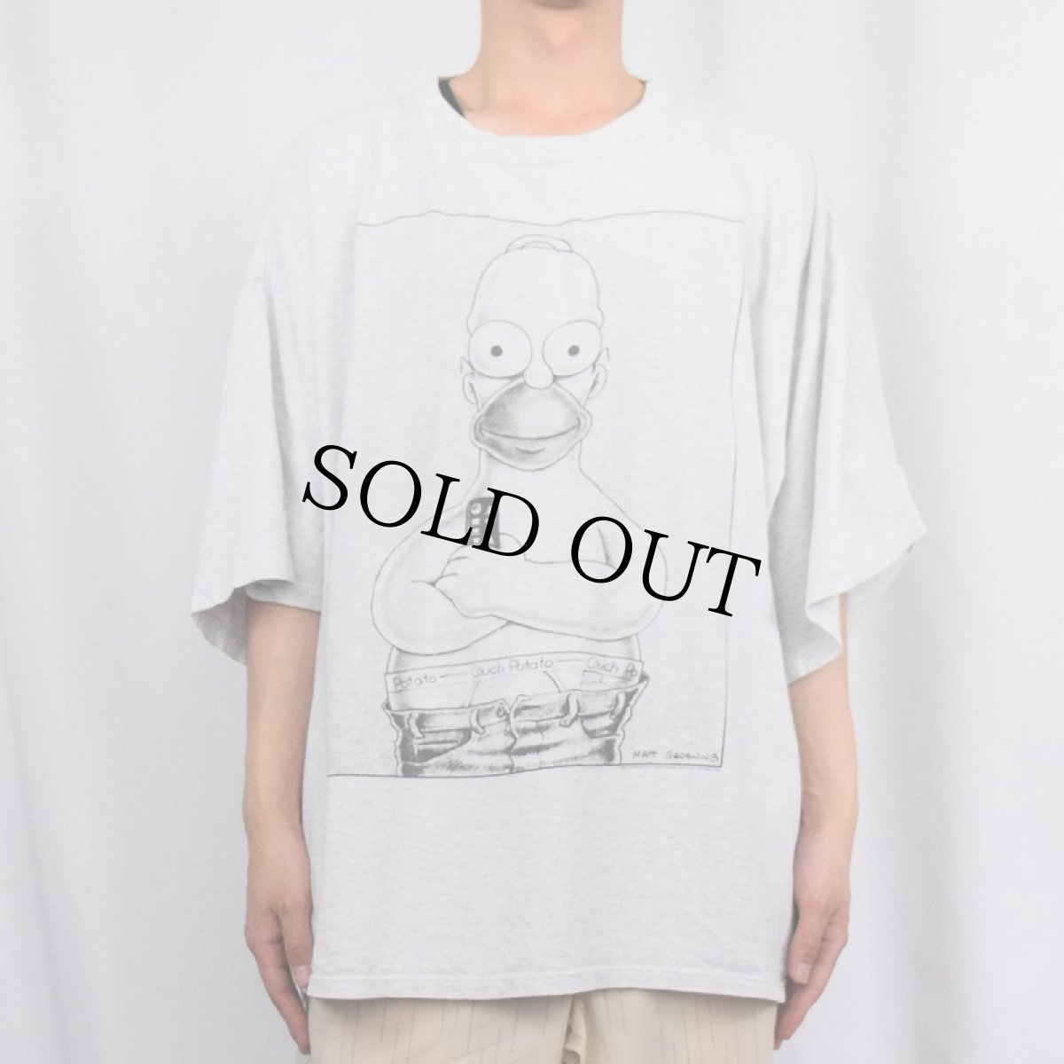 画像3: 90's THE SIMPSONS "Couch Potato" USA製 Calvin KleinパロディTシャツ 4XL (3)