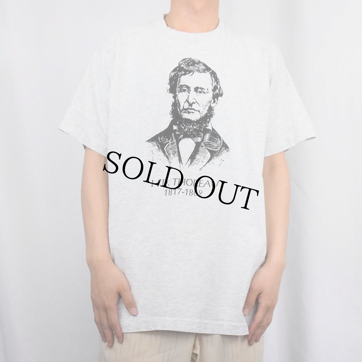 画像2: 90's H.D.THOREAU USA製 作家イラストプリントTシャツ XL (2)