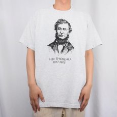 画像2: 90's H.D.THOREAU USA製 作家イラストプリントTシャツ XL (2)