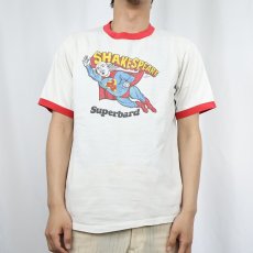 画像2: 80's USA製 "SHAKESSPEARE" 作家パロディプリント リンガーTシャツ M (2)
