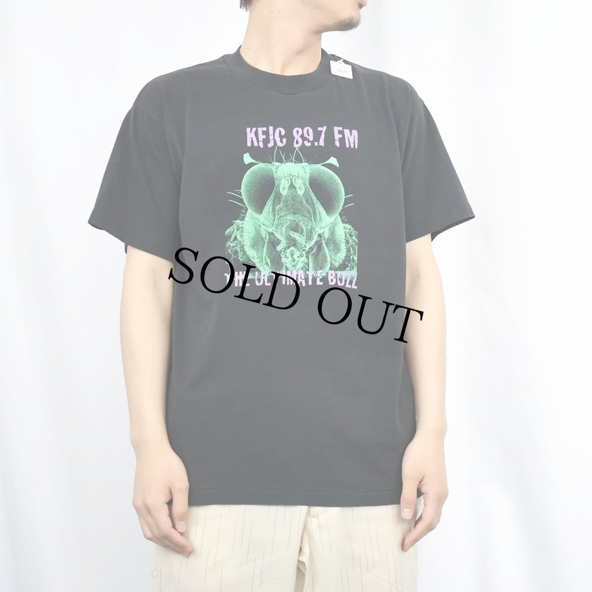画像2: 90's USA製 KFJC 89.7FM ラジオ局 プリントTシャツ BLACK L (2)