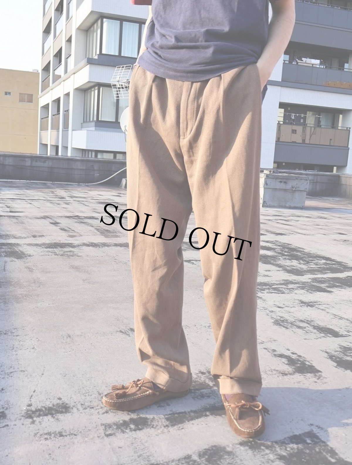 画像1: POLO Ralph Lauren 2タック コットンスラックス W32 (1)