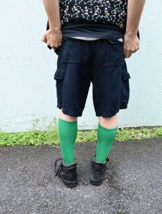 画像4: Caribbean ヘリンボーン織り シルク×リネン カーゴショーツ NAVY W35 (4)