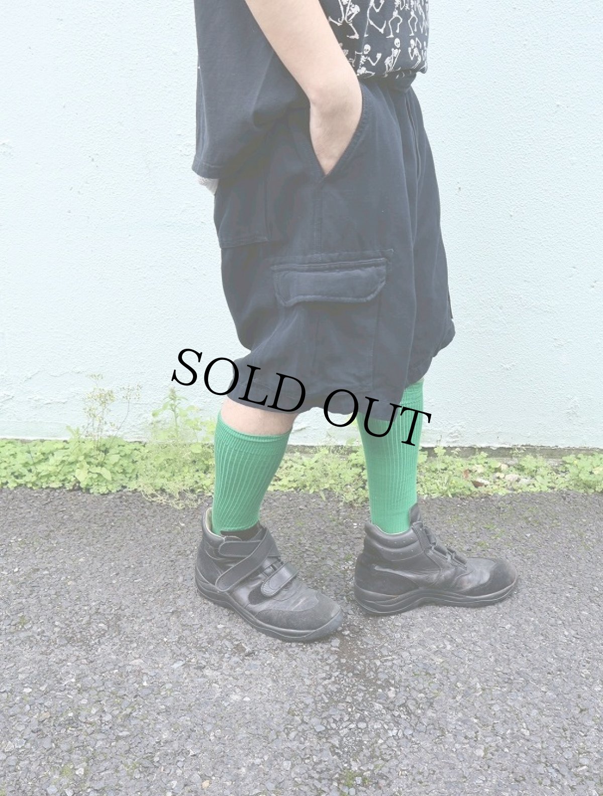 画像3: Caribbean ヘリンボーン織り シルク×リネン カーゴショーツ NAVY W35 (3)